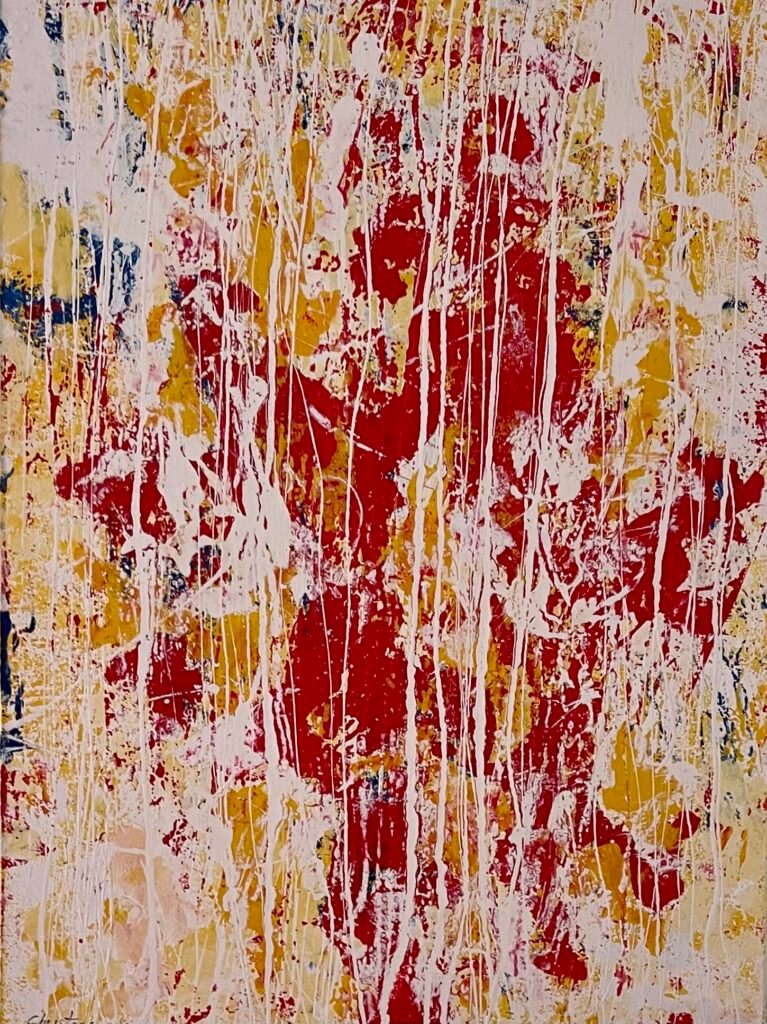 Red on the Wall – Original Modern Abstract Painting by Christeas